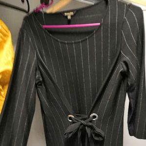 massimo tutti PINSTRIPE DRESS WITH TIED DETAIL